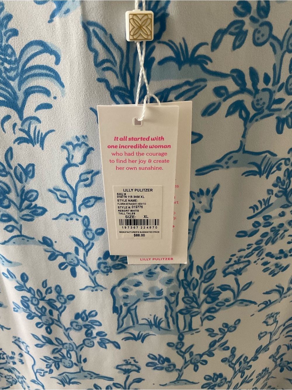 Lilly Pulitzer Sleeveless V-Neck Blue & White Floral Print Tank Top XL - Picture 3 of 9
